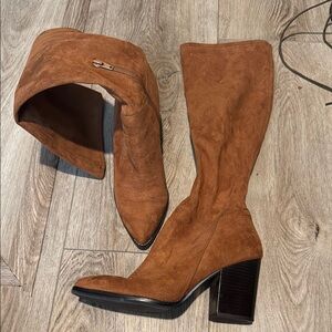 Brown Suede Knee-High Boots